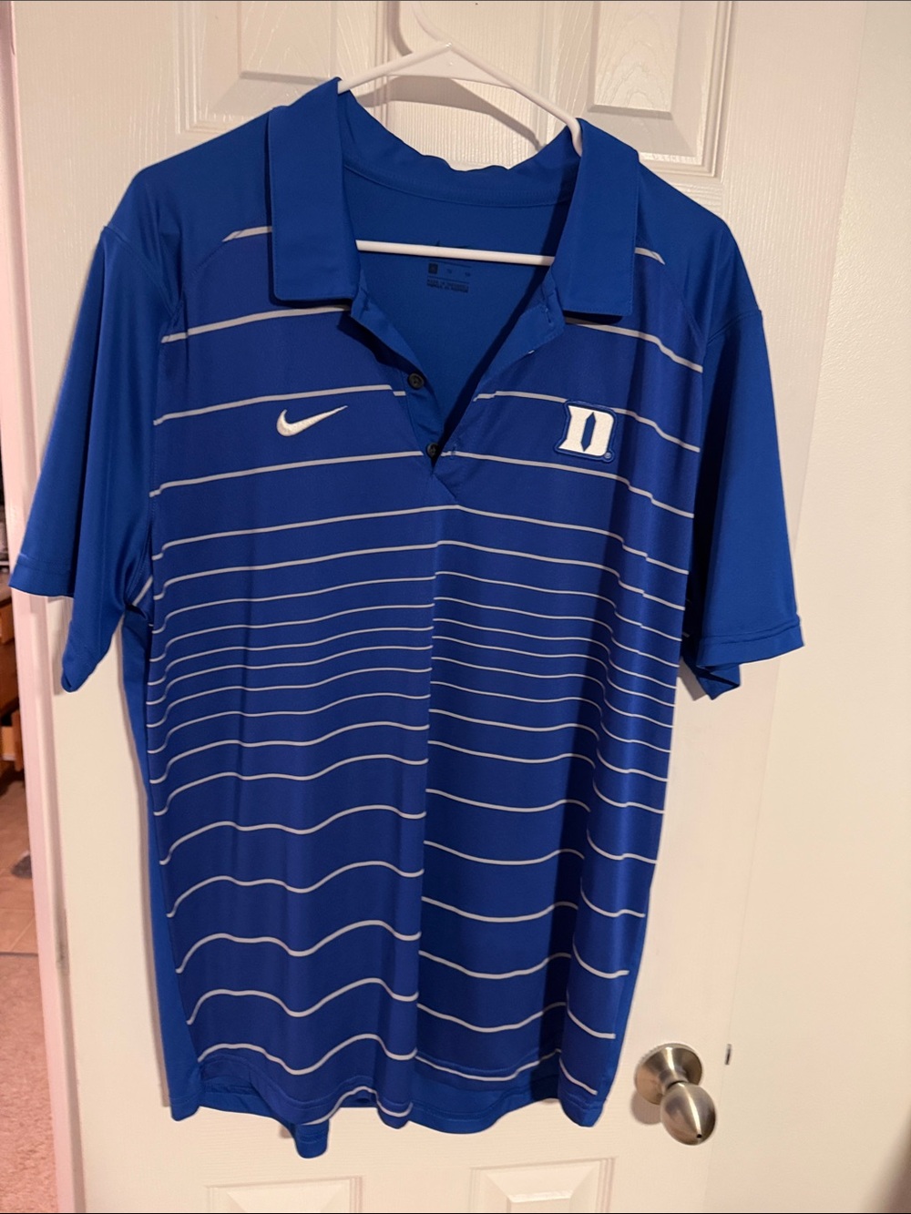 Nike Men's Royal Blue Striped Performance Polo Duke